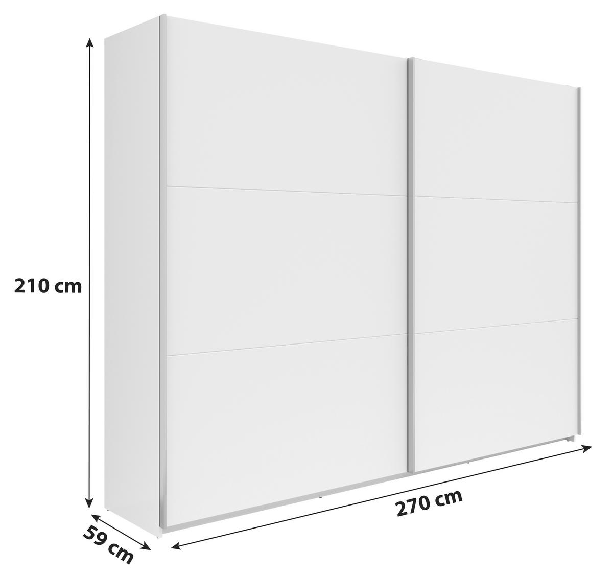 Schwebetürenschrank B: 270 Cm Weiß - Weiß, KONVENTIONELL, Holzwerkstoff (270/210/59cm)