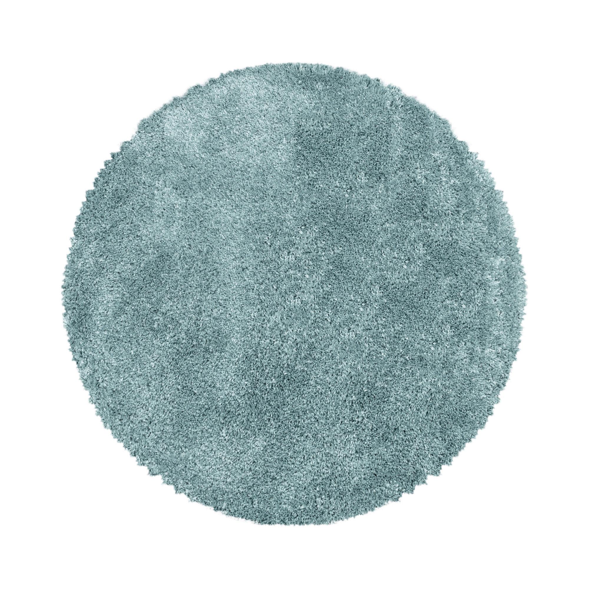Hochflor Teppich Blau Naturfaser Fluffy Ø 160 cm - Blau, Basics, Textil (160cm)