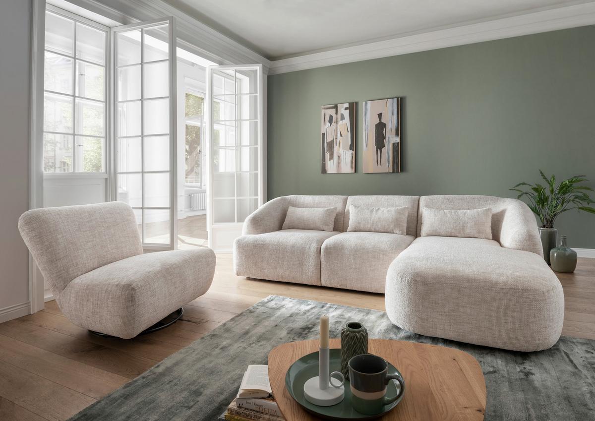 Ecksofa Caponi, Creme S: 256x160 Cm - Creme/Schwarz, MODERN, Textil (256/160cm) - Livetastic