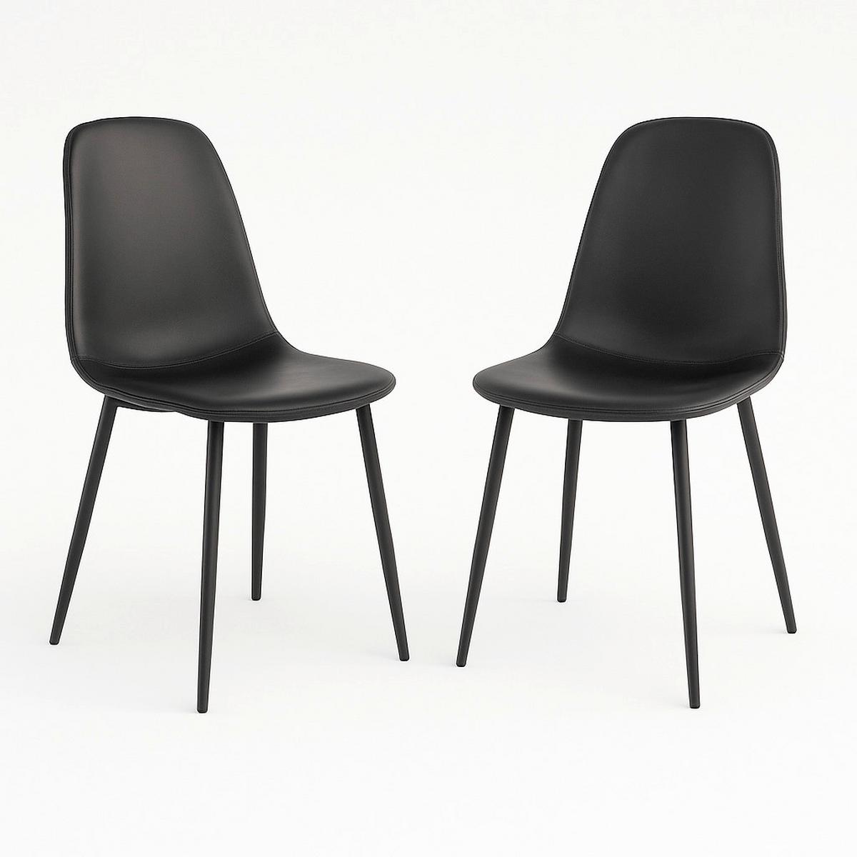 Stuhl-Set Stockholm Schwarz B: 44 cm - Schwarz, MODERN, Textil/Metall (44/86/54cm) - MID.YOU