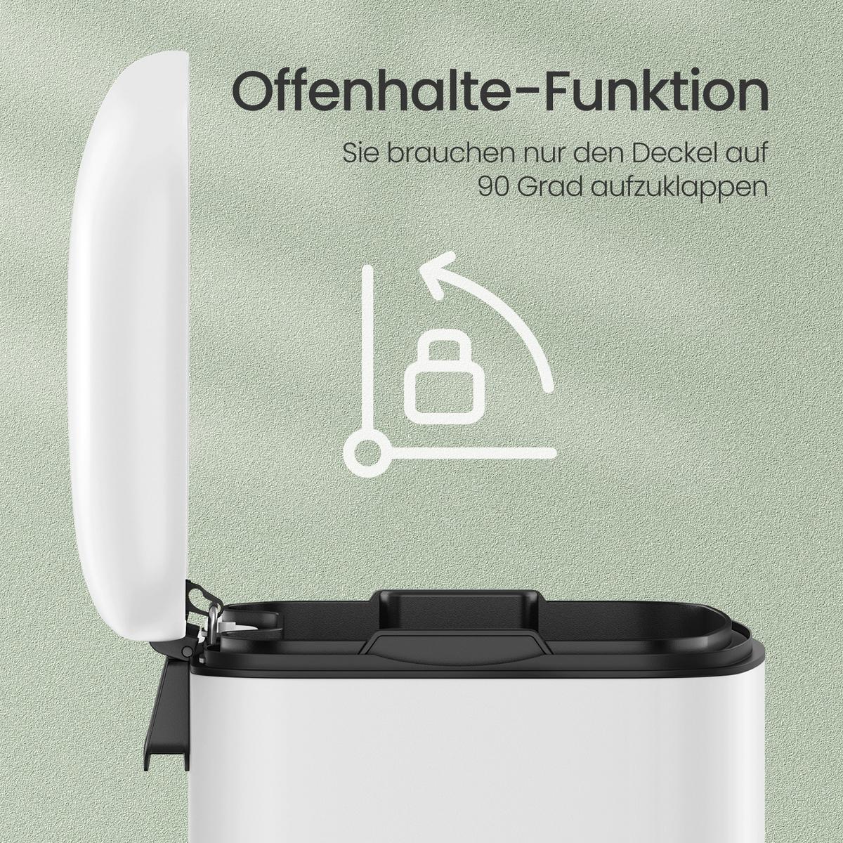 Abfallsammler Weiß B: 34,5 Cm - Schwarz/Weiß, Basics, Kunststoff/Metall (34,5/62/32,5cm)