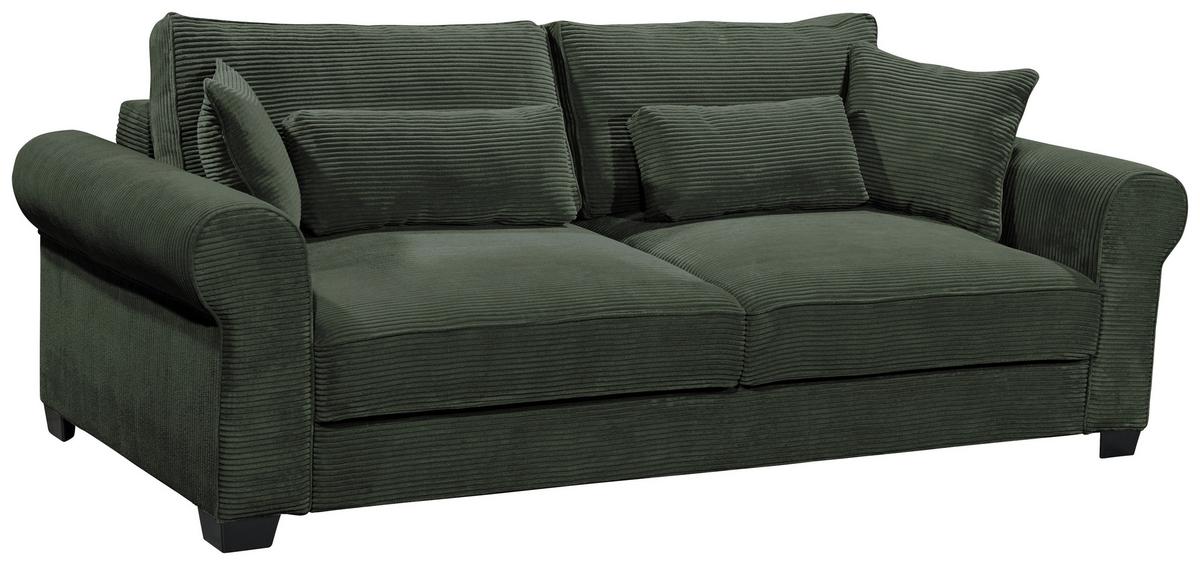 3-sitzer-sofa Mit Schlaf- Funktion Angelina Dunkelgrün - Dunkelgrün/Schwarz, Basics, Textil (250/95/125cm) - MID.YOU