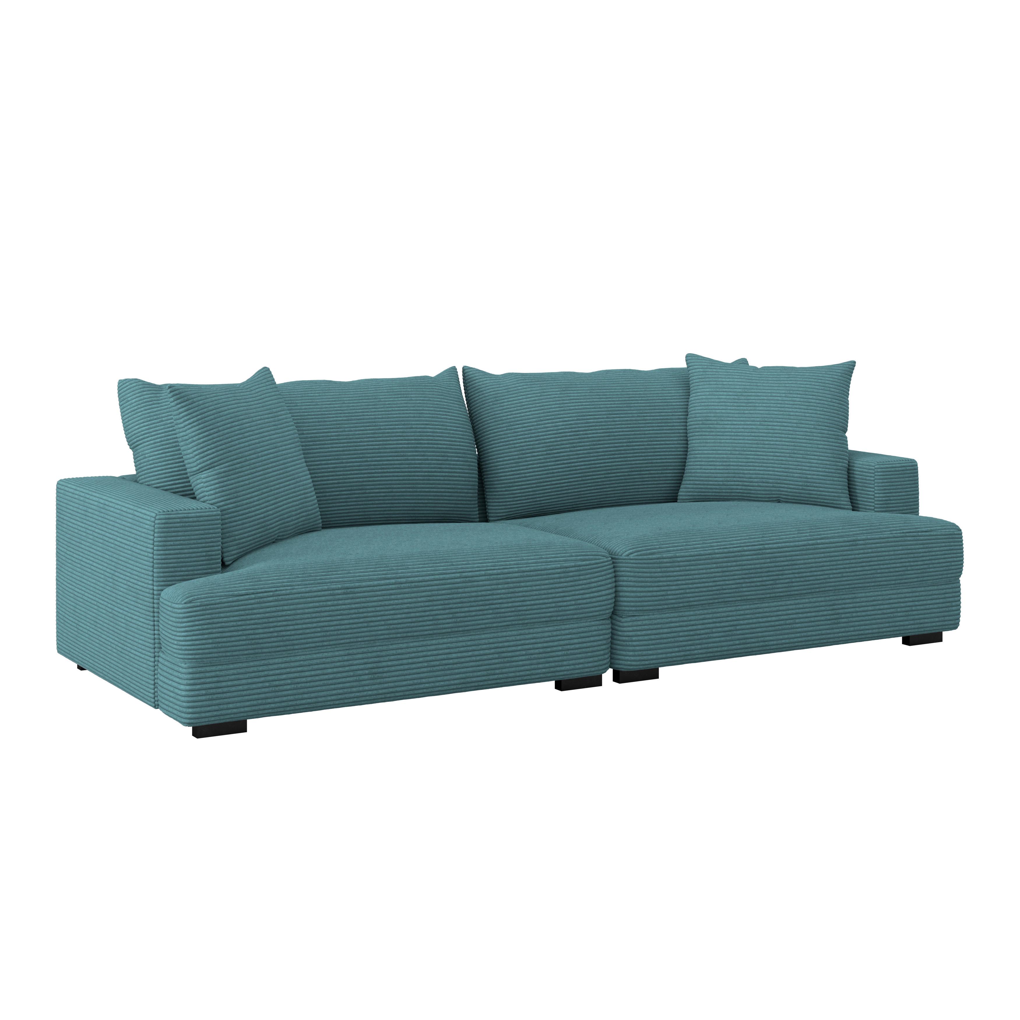 Megasofa Pelle-Megasofa - Wengefarben/Hellblau, Trend, Textil (261/124cm) - Luca Bessoni