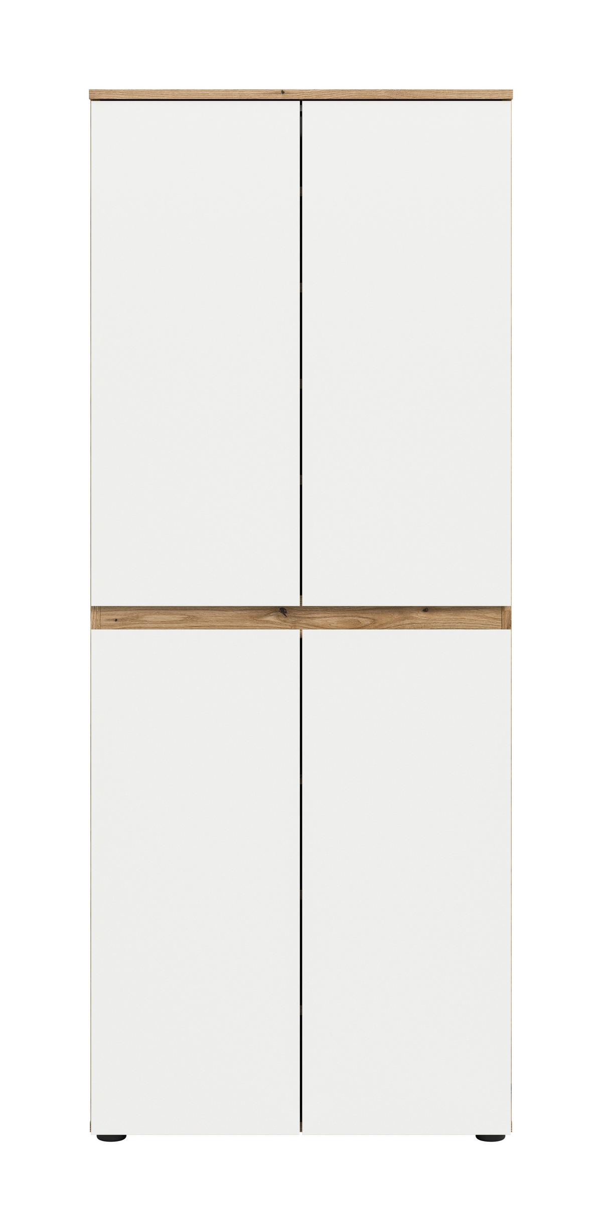 Garderobenschrank Scarpa Weiß/eichefarben B: 70 Cm - Eichefarben/Schwarz, Design, Holzwerkstoff (70/175/37cm) - Livetastic