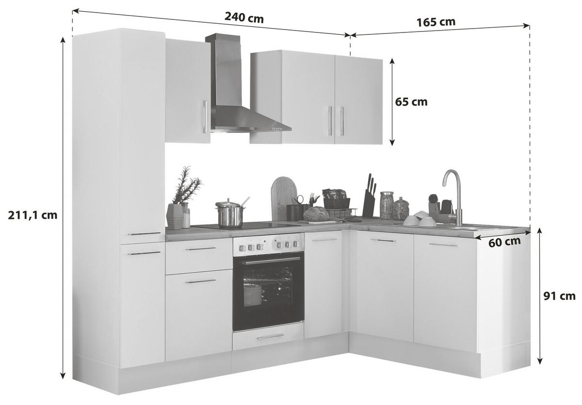 Eckküche Turin Schwarz/eiche Dekor 240x165 Cm - Schwarz/Eiche Artisan, Basics, Holzwerkstoff (240/165cm) - MID.YOU