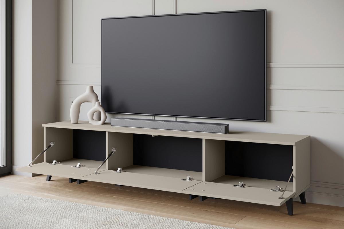 Lowboard Helsinki 183 Beige/Congo B: 180 cm - Beige/Schwarz, Trend, Holzwerkstoff (180/40/33cm)