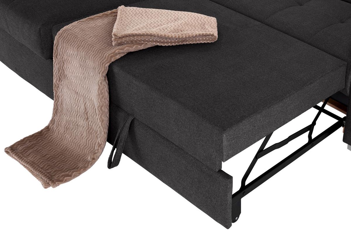 Ecksofa Mit Bettkasten Perry Graphitfarben 292x183 Cm - Silberfarben/Graphitfarben, Design, Textil (183/292cm) - Livetastic