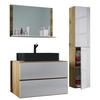Badezimmer Lendas Bl L - Honigeiche/Schwarz, MODERN, Glas/Keramik (114cm) - MID.YOU