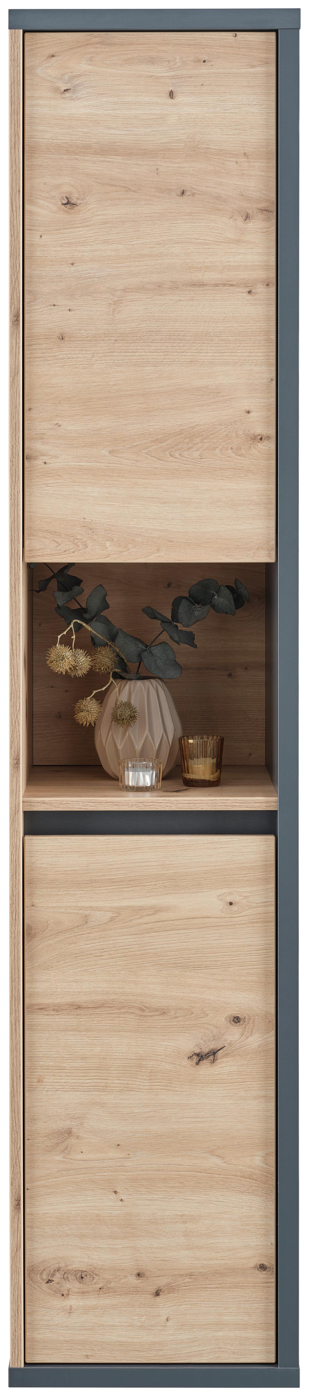 Hochschrank Camillo B: 35 Cm, Melamin Eichefarben - Anthrazit/Eiche Artisan, MODERN, Holzwerkstoff (35/170/35cm)
