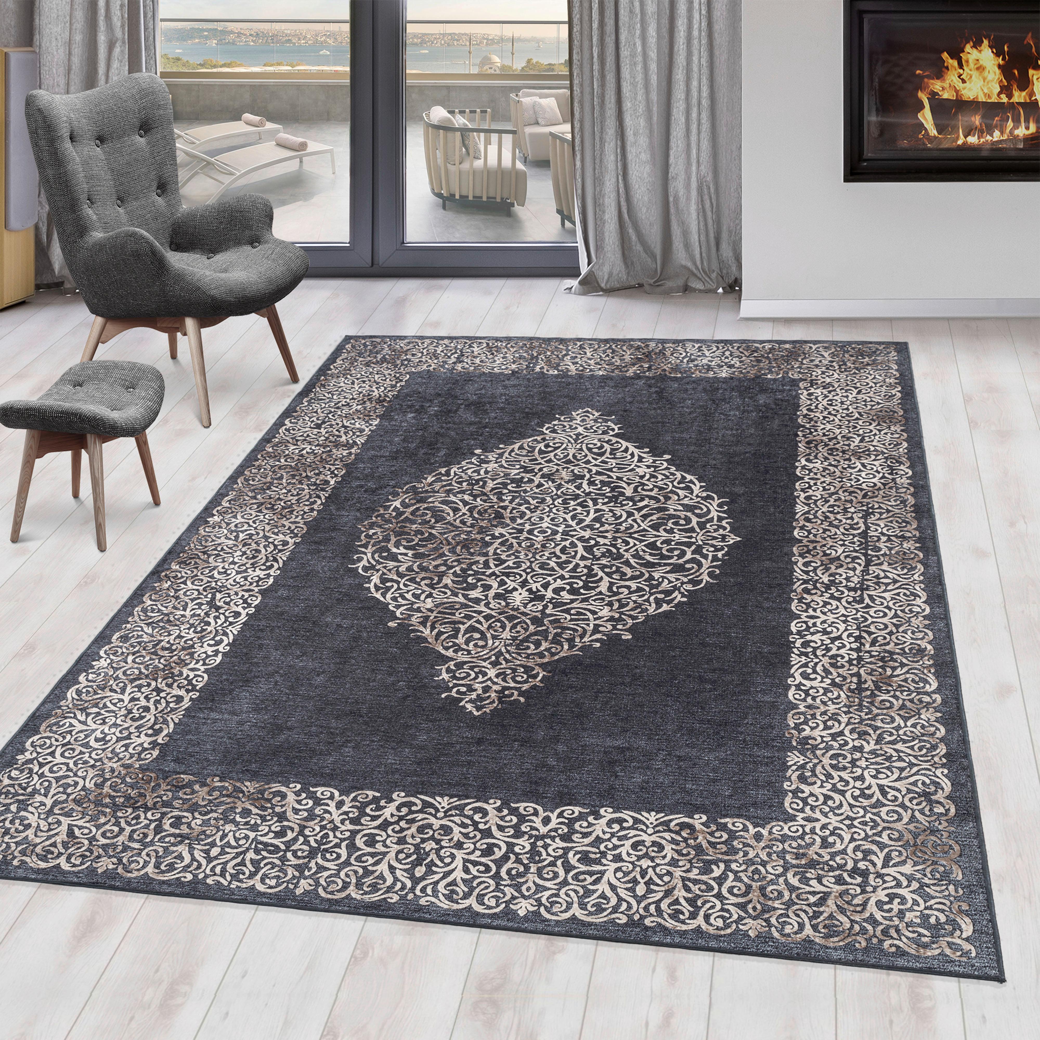 Flachwebteppich Fiesta - Schwarz, Design, Textil (160/230cm) - Novel