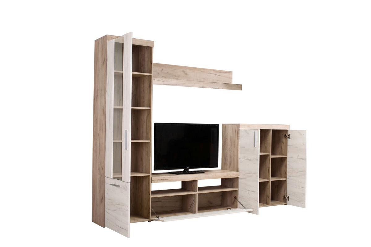 Szekrénysor Arno - Bianco tölgy/szürke tölgy, Modern, faalapú anyag/üveg (262/195/35cm) - Best Price