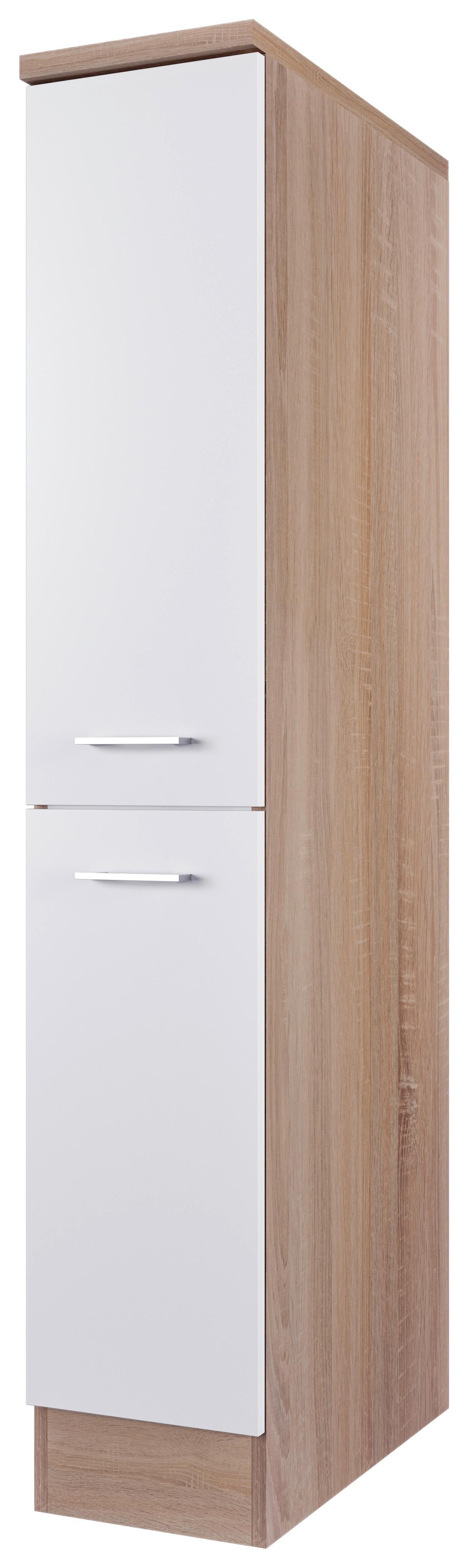 Apothekerschrank Samoa B: 30 cm Eiche Dekor/Weiß - Weiß/Sonoma Eiche, KONVENTIONELL, Holzwerkstoff (30/168,5/60cm) - FlexWell