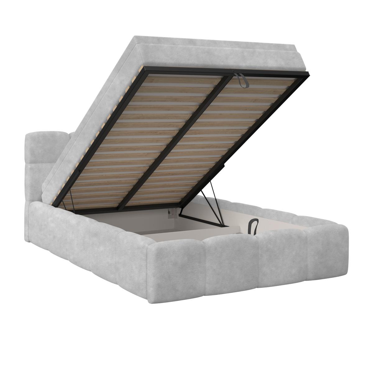 Polsterbett Noe Hellgrau 140x200 cm - Hellgrau/Schwarz, Trend, Textil/Metall (140/200cm)