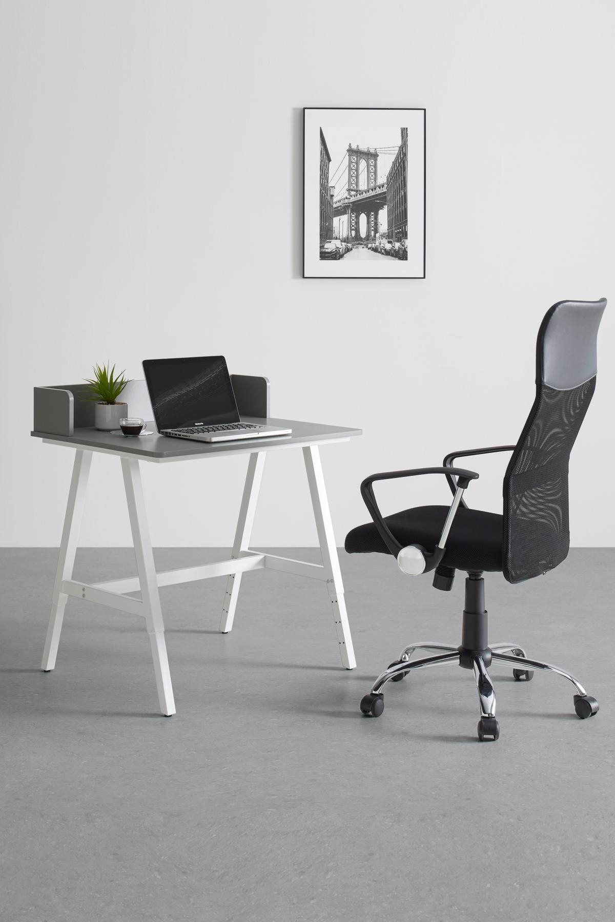 Písací stôl EMMELIE - sivá/biela, Modern, kov/kompozitné drevo (80/54-85/60cm) - Mömax