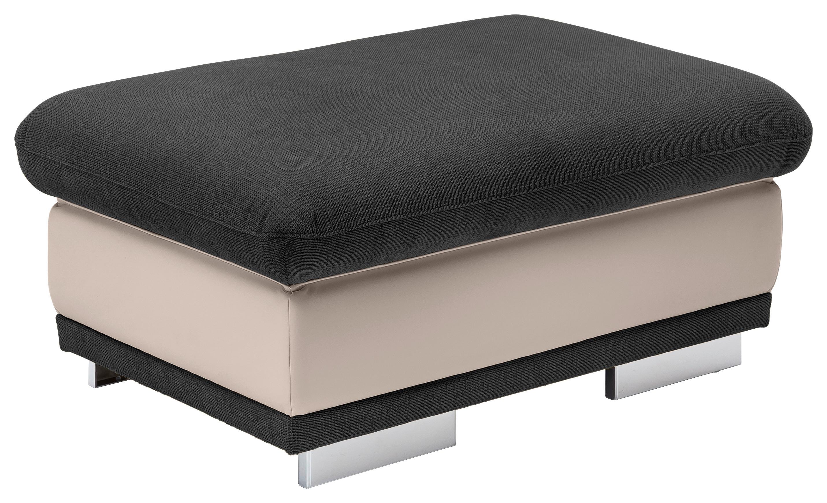 Hocker Seaside Schwarz/Sandfarben H: 47 cm - Sandfarben/Chromfarben, KONVENTIONELL, Textil (97/47/67cm) - MID.YOU