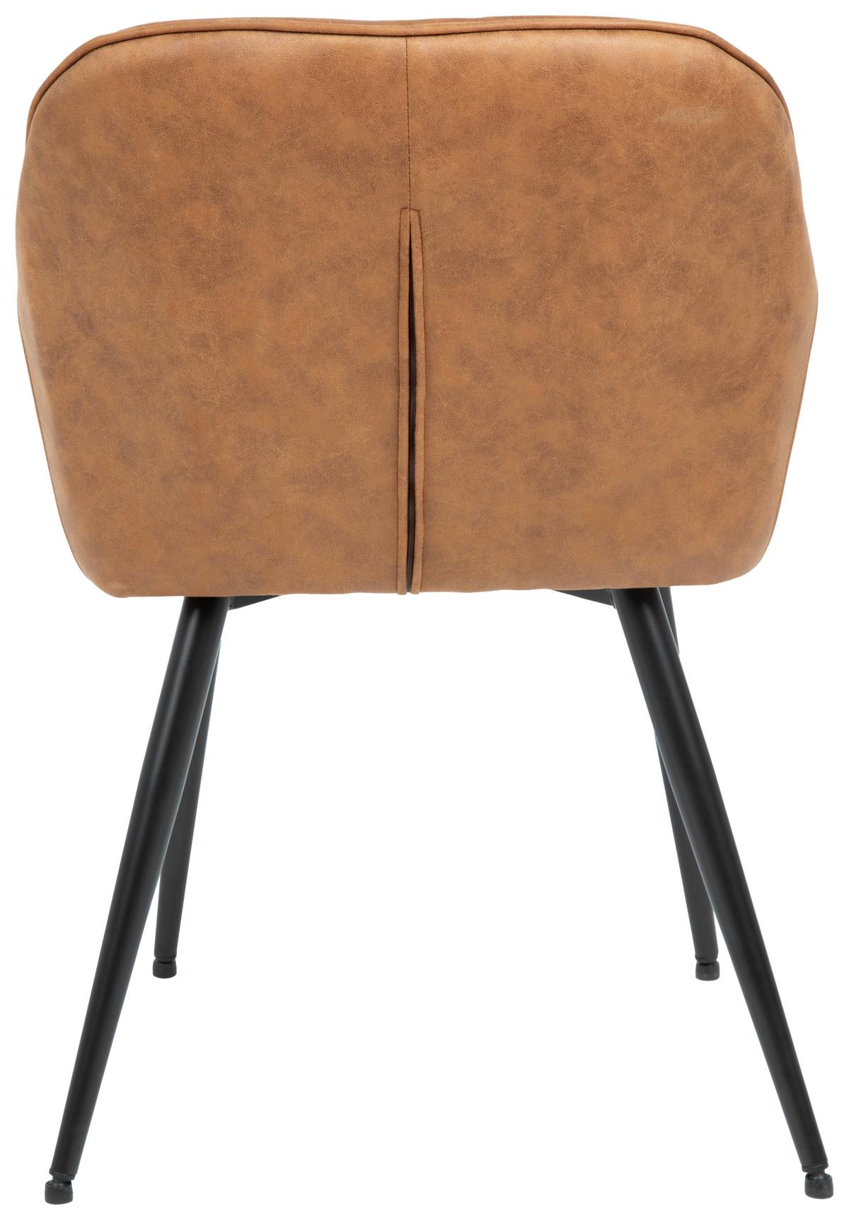 Armlehnstuhl Ancona Braun B: 55 cm - Schwarz/Braun, ROMANTIK / LANDHAUS, Textil/Metall (55/80/61cm) - Livetastic