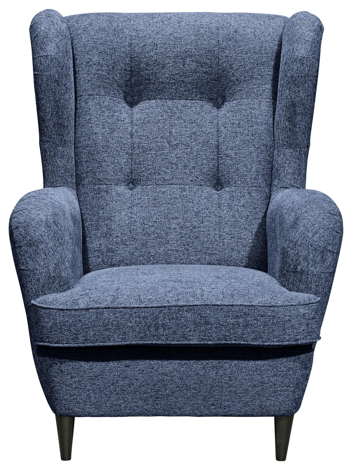 Ohrensessel Oskar Webstoff Dunkelblau - Schwarz/Dunkelblau, Basics, Holzwerkstoff/Textil (78/102/98cm) - MID.YOU