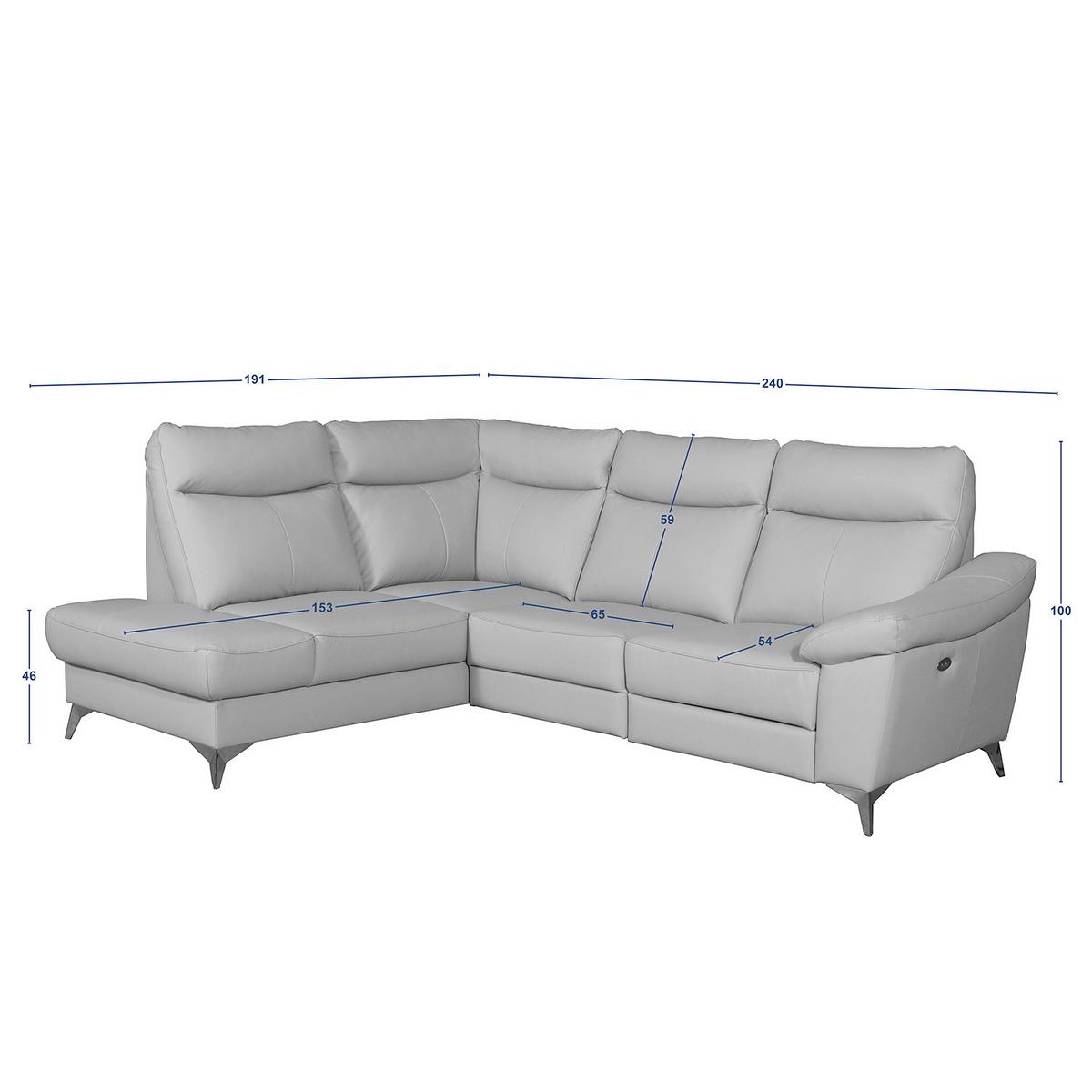 Ecksofa Luna Teilleder Beige 194x242 - Chromfarben/Beige, Design, Leder/Textil (194/242cm) - Livetastic