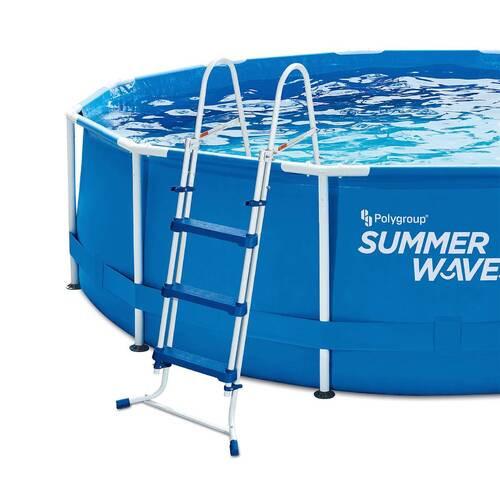 Poolleiter Pool Leiter 91 cm - Blau/Weiß, Basics, Metall (91cm)