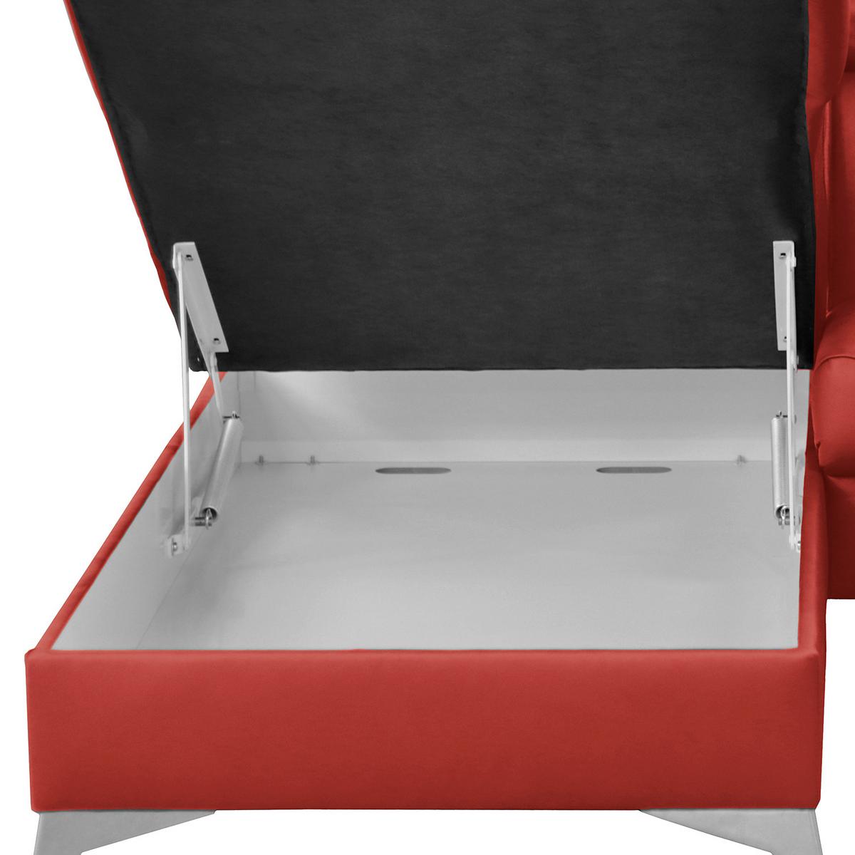 Ecksofa Lince Rot S: 197x257 Cm - Chromfarben/Rot, Design, Leder/Textil (197/257cm) - Livetastic