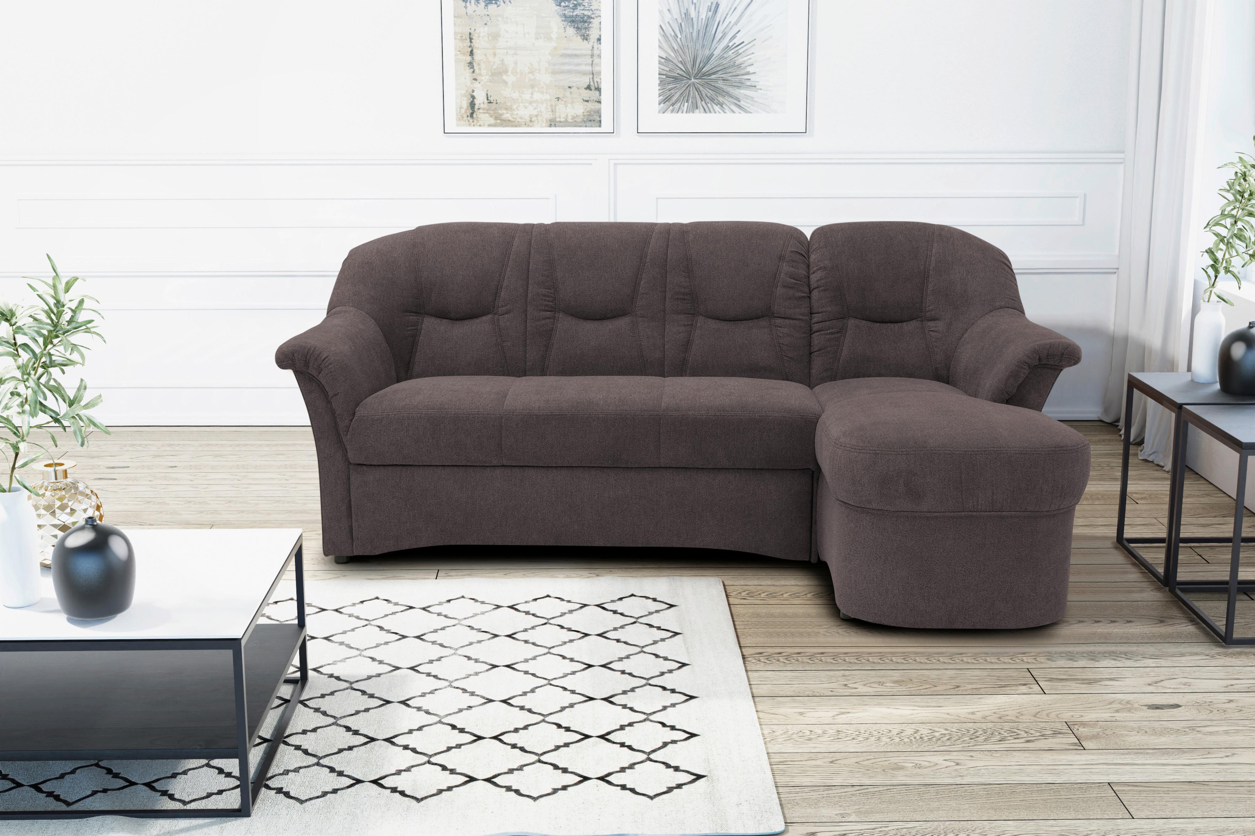 Ecksofa Sarafina - Greige/Schwarz, KONVENTIONELL, Textil (232/146cm) - MID.YOU