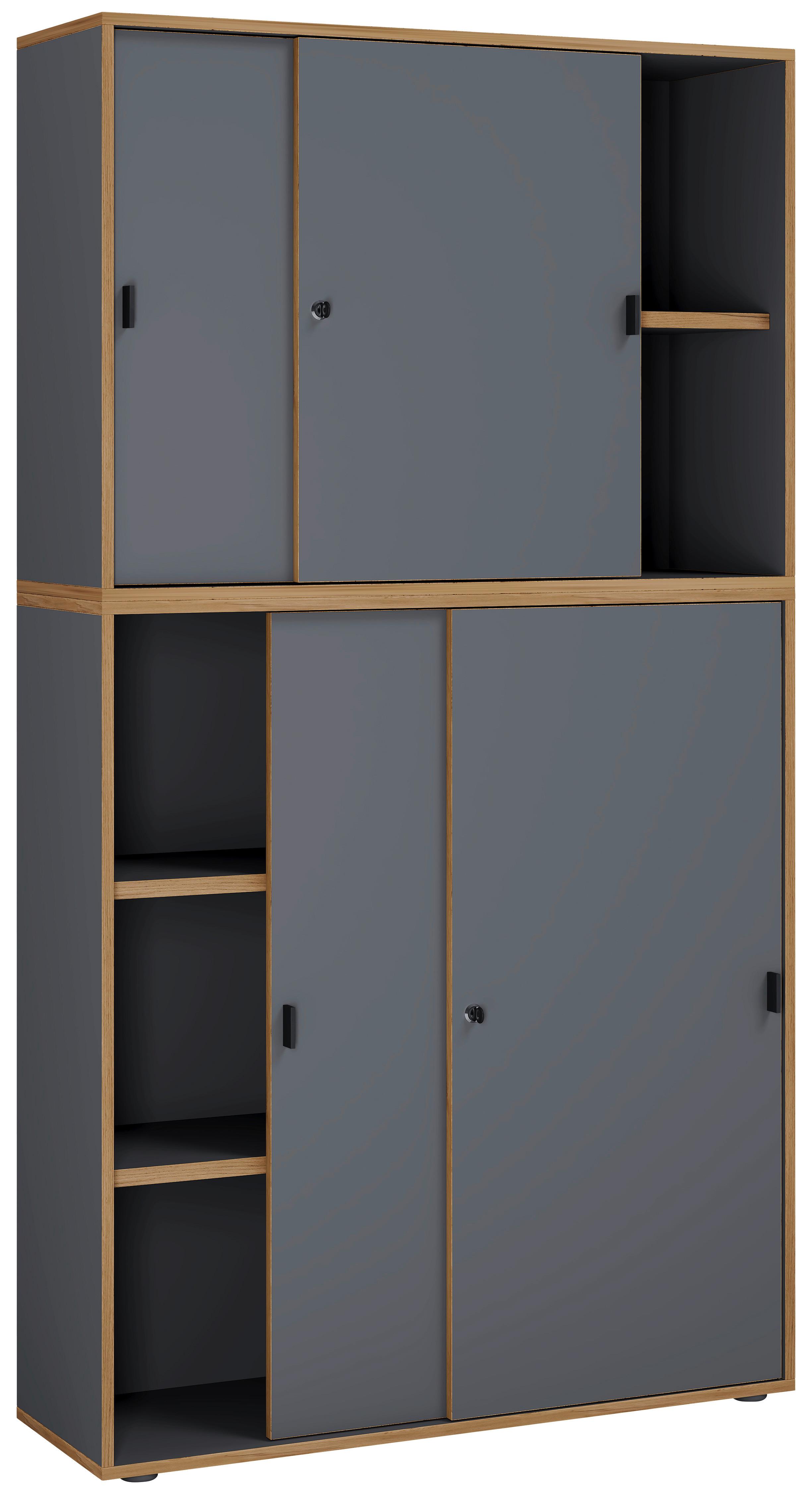 Aktenschrank Salia Anthrazit, Honigeiche B:100 Cm - Honigeiche/Anthrazit, Design, Holzwerkstoff (100/183/37cm) - MID.YOU