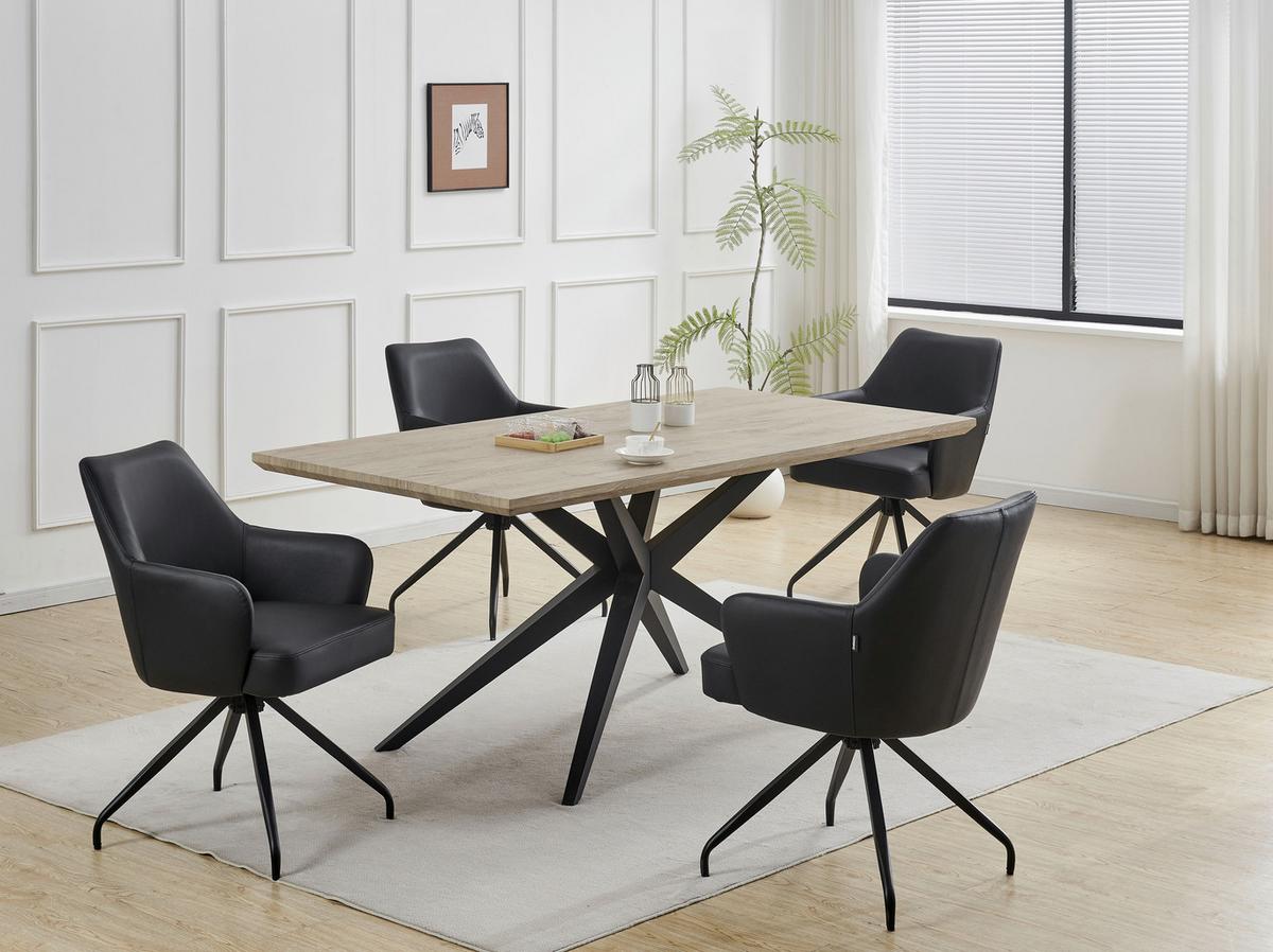 Armlehnstuhl Janette Schwarz B: 57,5 cm - Schwarz, MODERN, Leder/Holz (57,5/83,5/63cm) - Livetastic