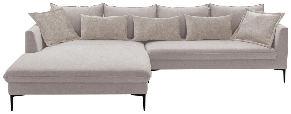 Ecksofa Piazza Beige S: 187x321 cm - Beige/Schwarz, Design, Textil (187/321cm) - Livetastic