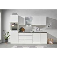 Küchenzeile Premium M. Geräten 280 Cm Weiß Hochglanz - Weiß/Grau, MODERN, Holzwerkstoff (280cm) - Respekta