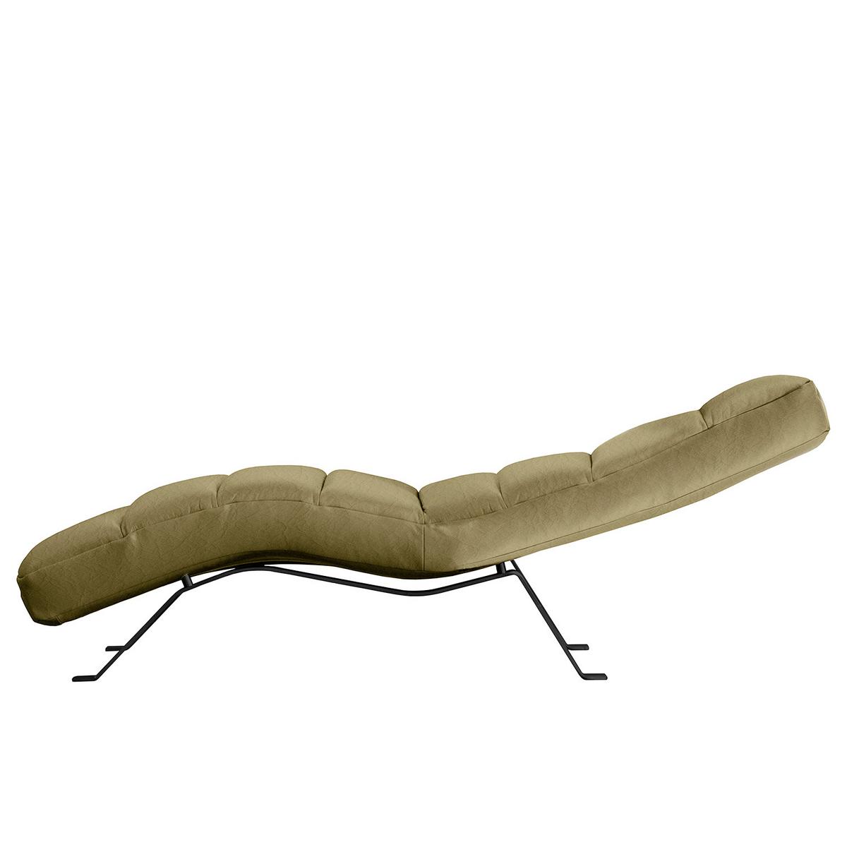 Relaxliege Swing Black Olivgrün B: 65 Cm - Schwarz/Olivgrün, Design, Leder (65/65-95/171cm) - Livetastic