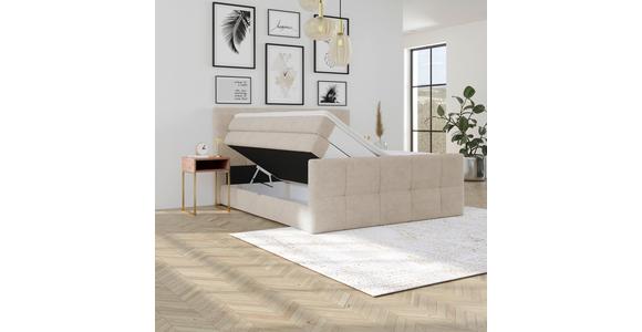 Boxspringbett mit Topper mit Bettkasten 180x200 cm Medino - Beige, KONVENTIONELL, Holz/Holzwerkstoff (180/200cm) - Luca Bessoni