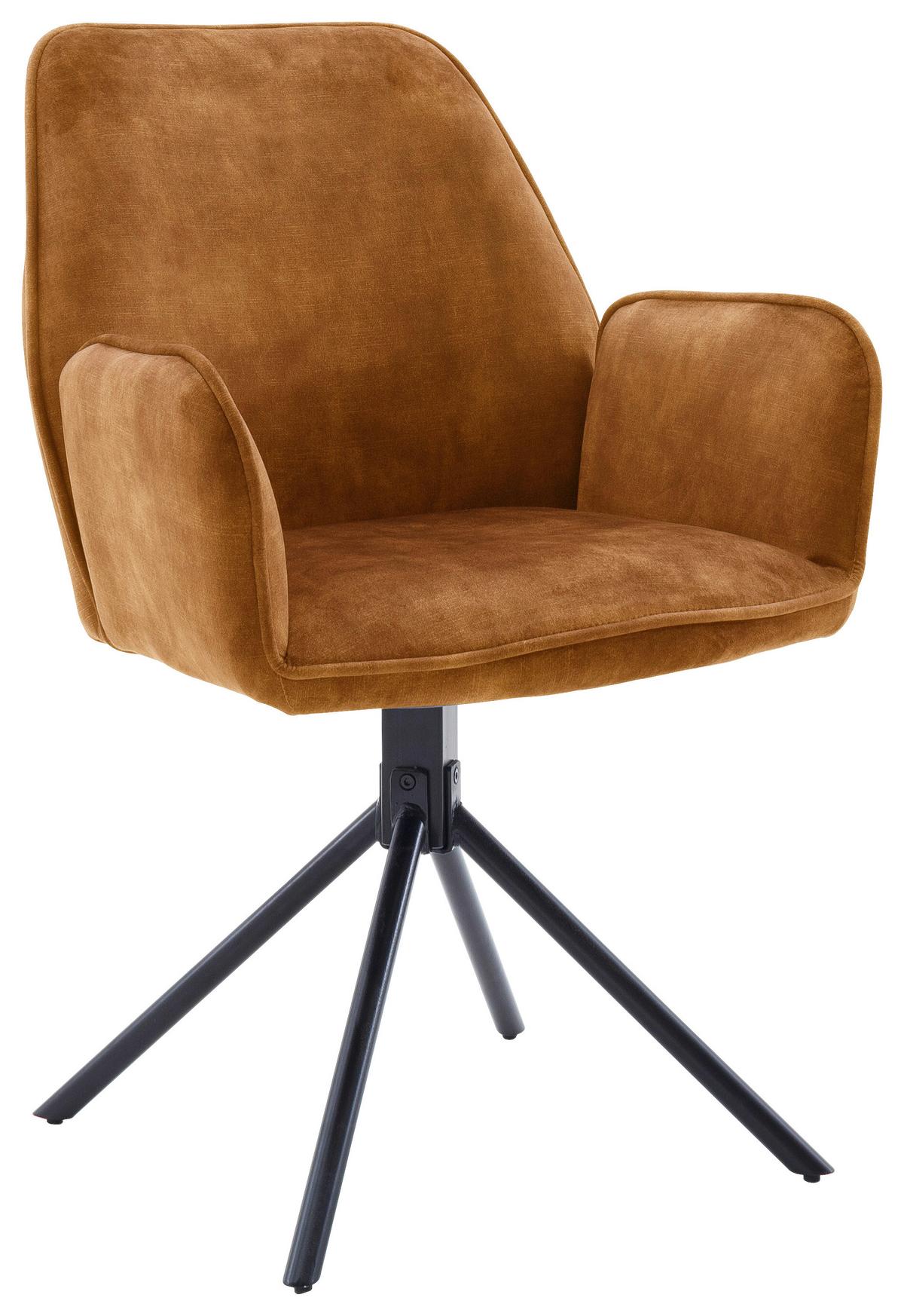 ŽIDLE S PODRUČKAMI OTTAWA - curry žlutá/černá, Moderní, kov/textil (60/89/64cm) - Premium Living