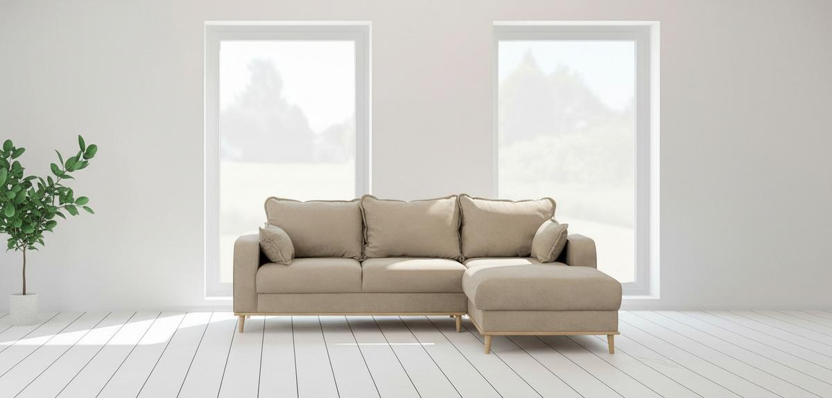 Ecksofa Beata Beige S: 230x150 Cm - Wengefarben/Beige, Design, Textil (230/150cm) - Livetastic