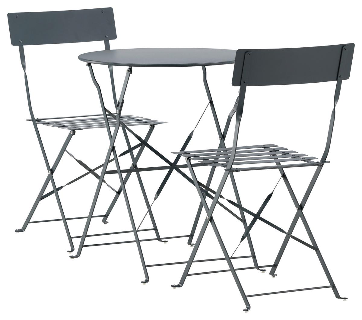 Balkonset 3-tlg. Marseille Aus Stahl - Dunkelgrau, KONVENTIONELL, Metall - Gardenson