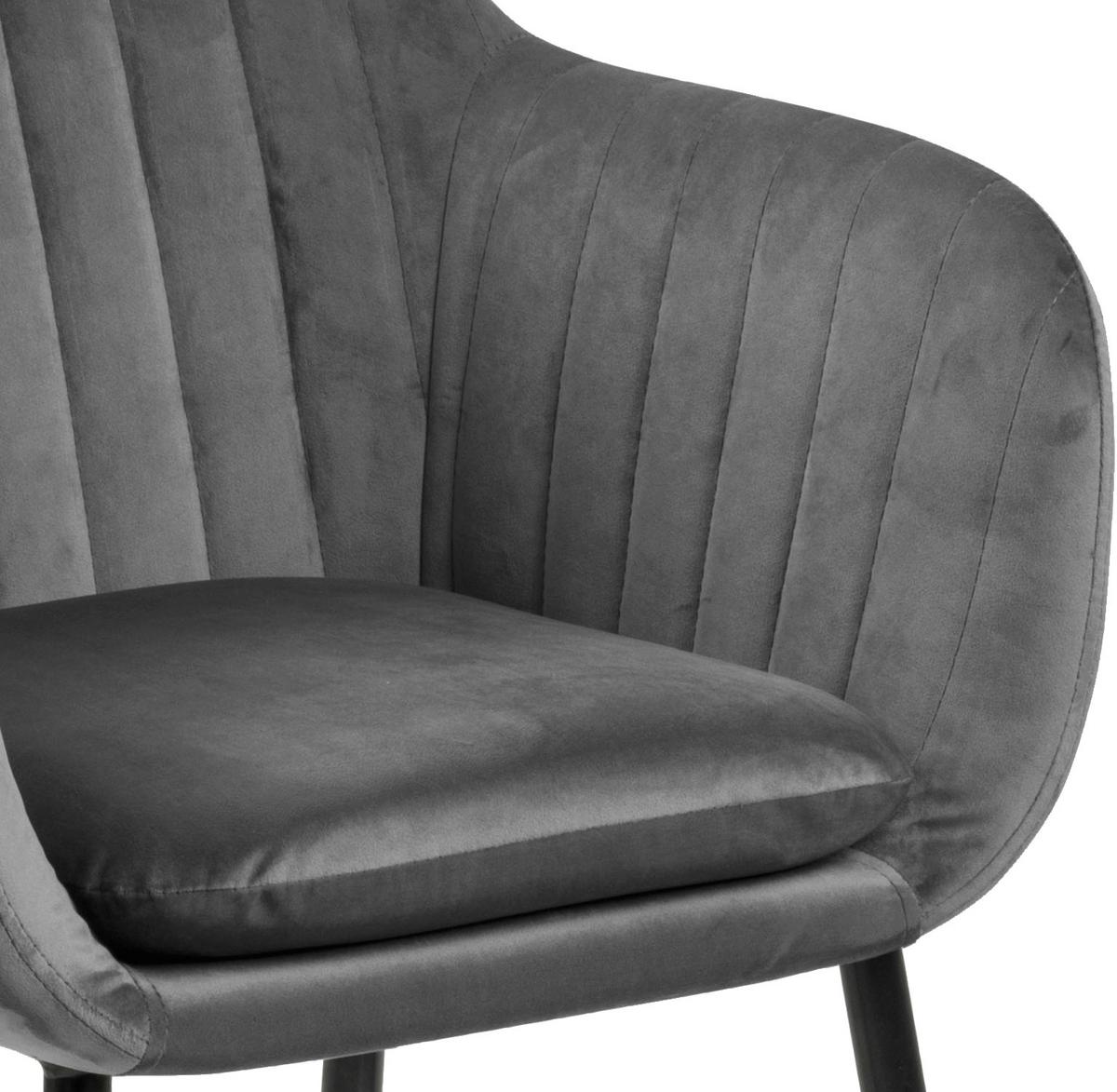 Stolička s podrúčkami EMILIA tmavá sivá - černá/tmavě šedá, Trend, kov/textil (57/83/59cm) - Ambia Home