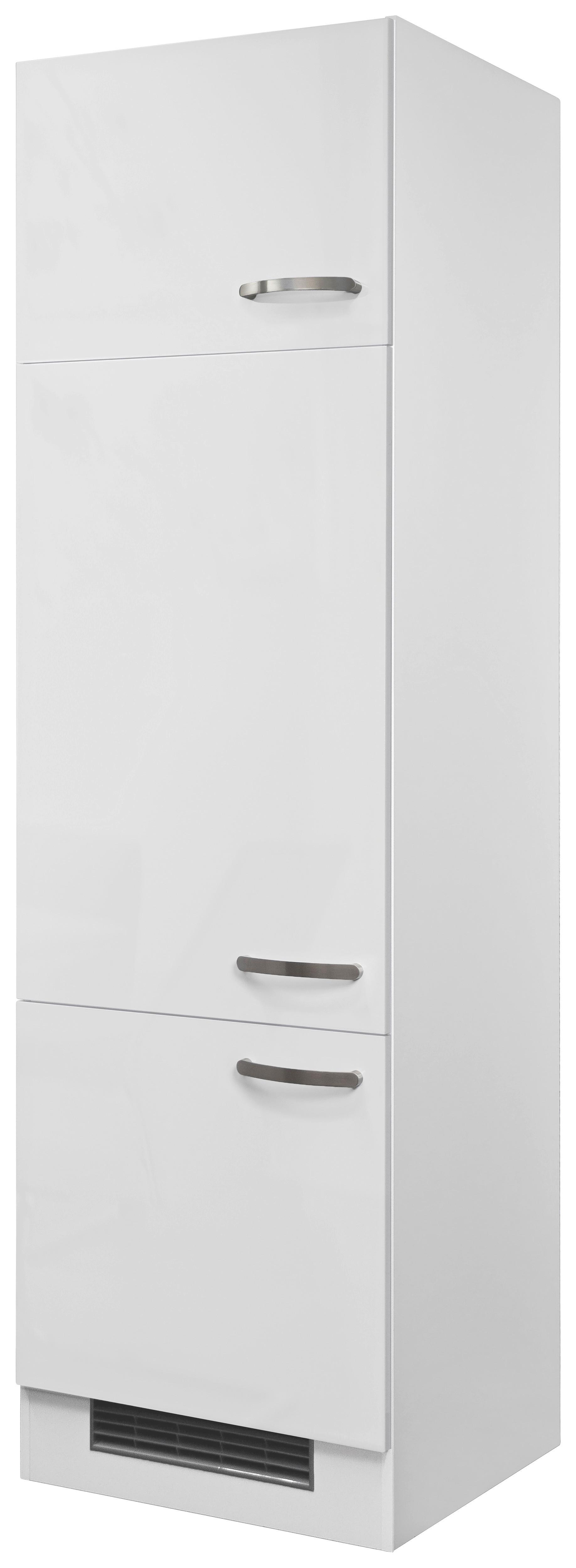 Kühlschrank-Umbauschrank Alba B: 60 cm Weiß - Weiß Hochglanz/Weiß, MODERN, Holzwerkstoff (60/200/57cm)