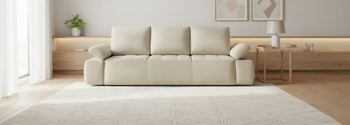 Schlafsofa Madox Beige B: 255 cm - Beige/Schwarz, Design, Textil (255/89/109cm) - MID.YOU