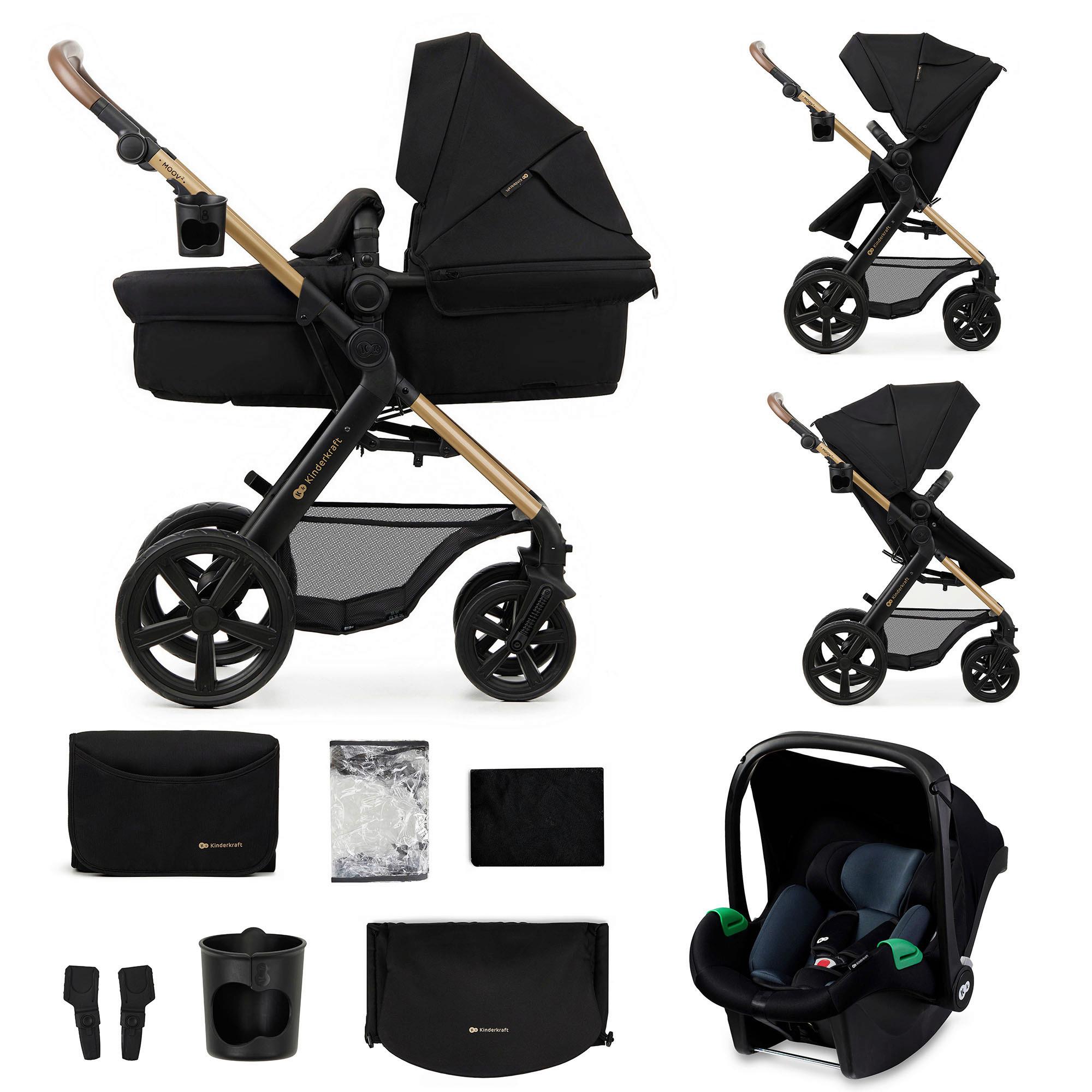 Kinderwagenset Moov 2 Schwarz, L/B/H: 60x86,5x106cm - Schwarz, Basics, Textil/Metall (60/86,5/106cm) - Kinderkraft