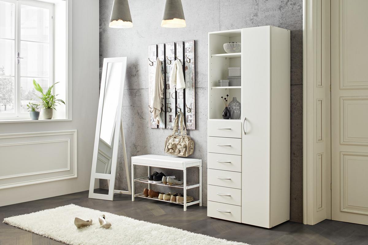 Lavica do predsiene ELLIE - biela/chrómová, Modern, kov/textil (80/52/30cm) - Mömax