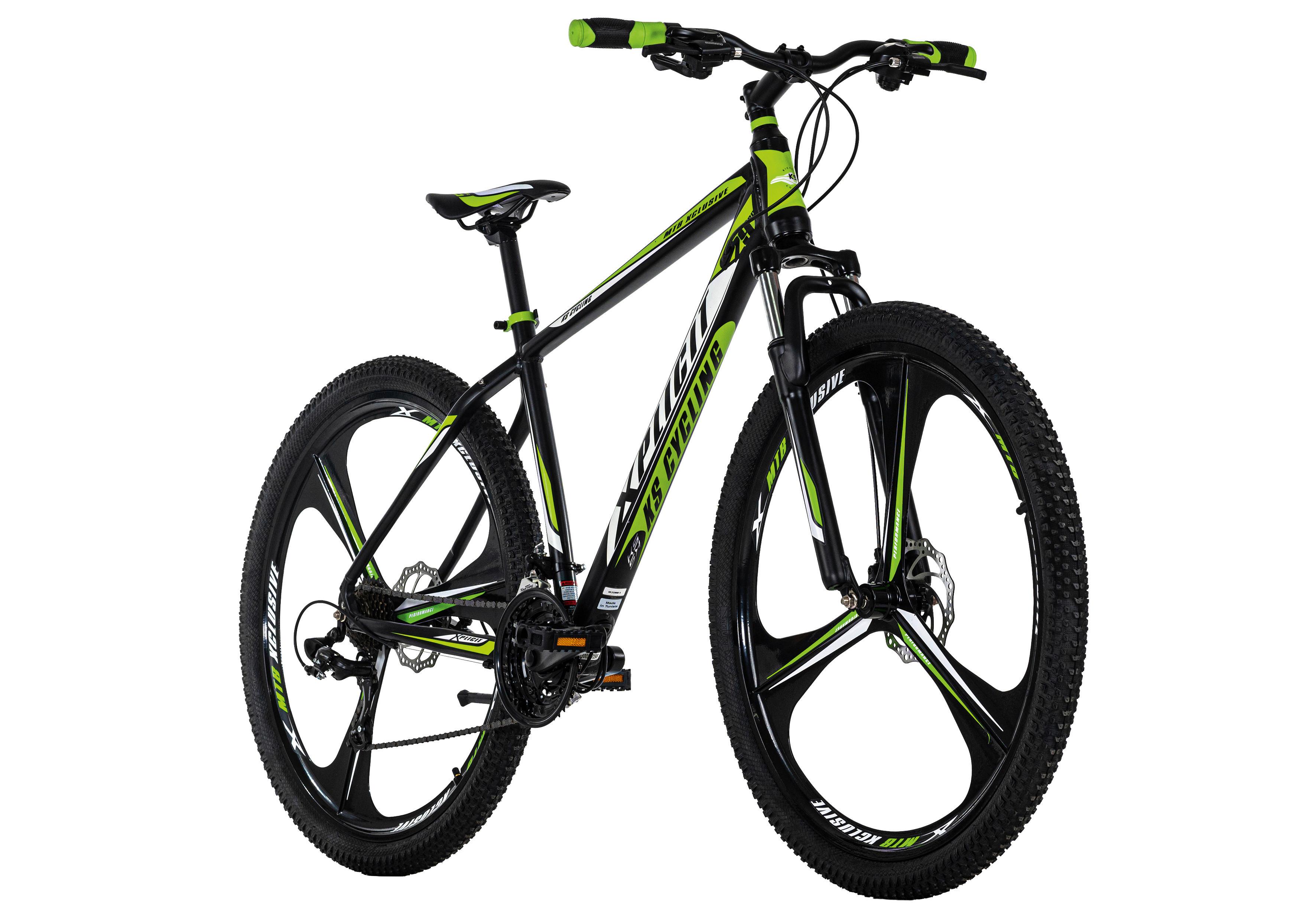 Mountainbike HARDTAIL XPLICIT aus Aluminium in Schwarz/Grün mit 21 Gängen