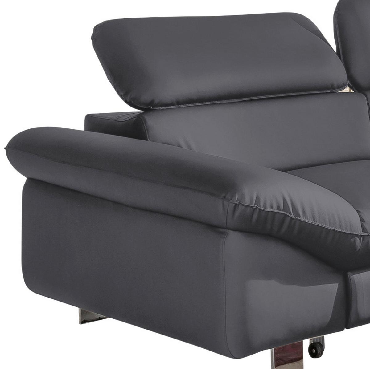 Ecksofa mit Schlaffunktion Driver Fango Lederlook - Chromfarben/Fango, MODERN, Textil (266/214cm) - MID.YOU