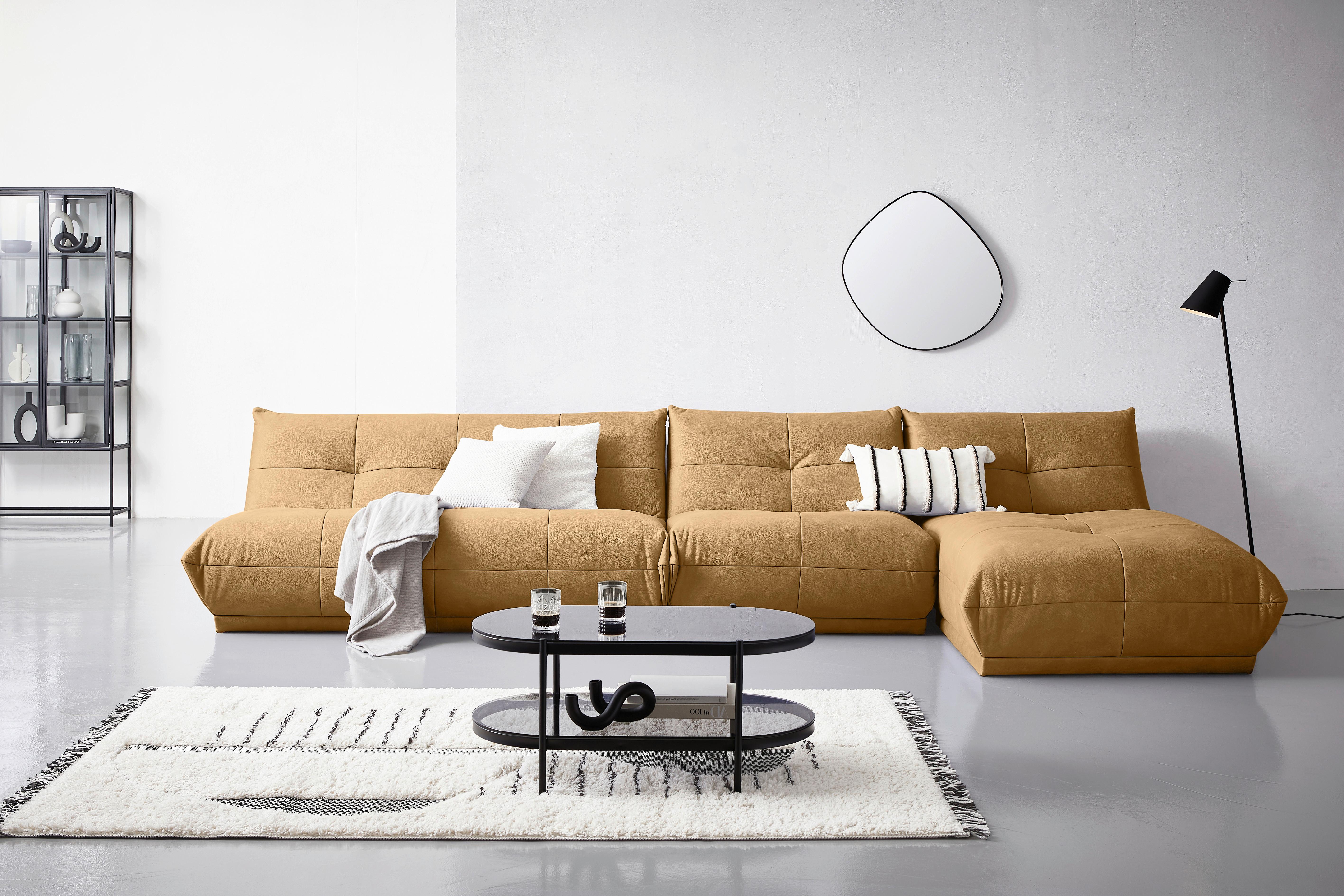 Ecksofa Giselle Hellbraun S: 390x185 Cm - Hellbraun, Trend, Textil (390/185cm) - Livetastic