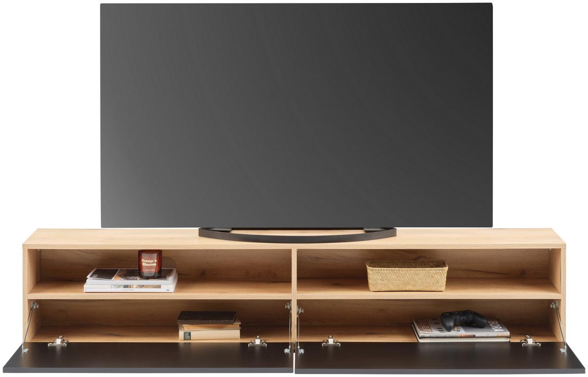 Tv-element Otis - Schwarz Hochglanz/Eichefarben, MODERN, Holzwerkstoff (180/37/31,6cm)