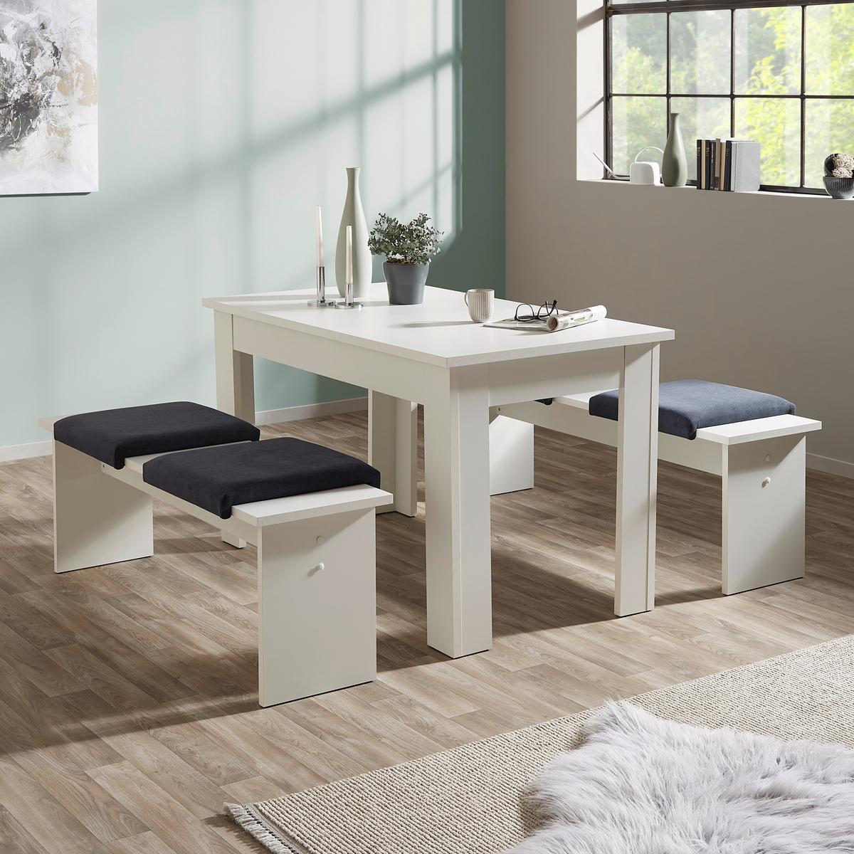 Essgruppe Paris Pan 01 3-Teilig Dekor Weiß - Weiß, KONVENTIONELL, Holzwerkstoff (137/77/75cm)