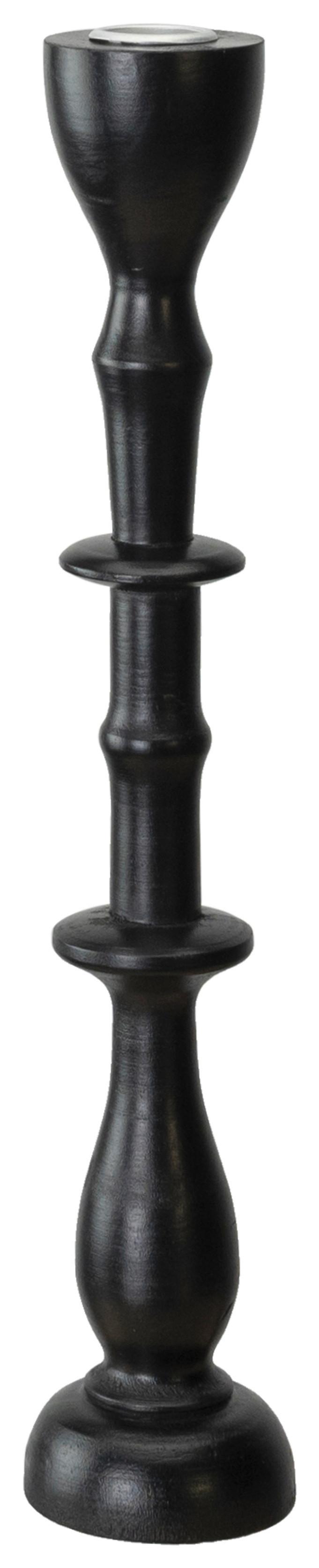 Stojan Na Dlouhé Svíčky Noir, Výška: 33cm - černá, kov/kompozitní dřevo (7,3/33,7cm) - Modern Living