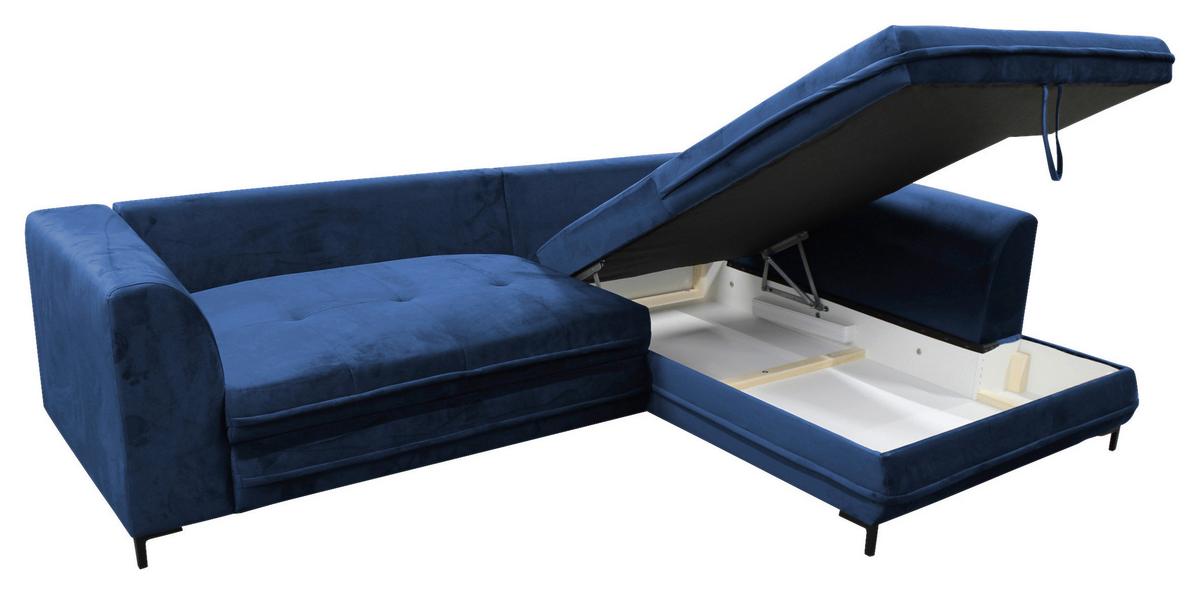 Eckschlafsofa Bello Royalblau Schlaffunktion Ottomane Rechts - Blau/Royalblau, Design, Textil (277/187cm) - Livetastic