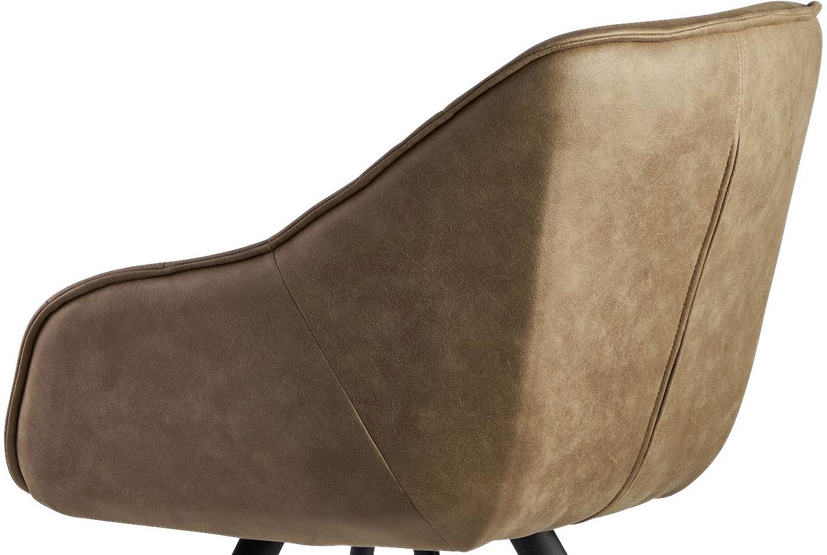 Židle s područkami WOHNLING  hnědá - černá/béžová, Moderní, kov/textil (60/85/64cm) - MID.YOU