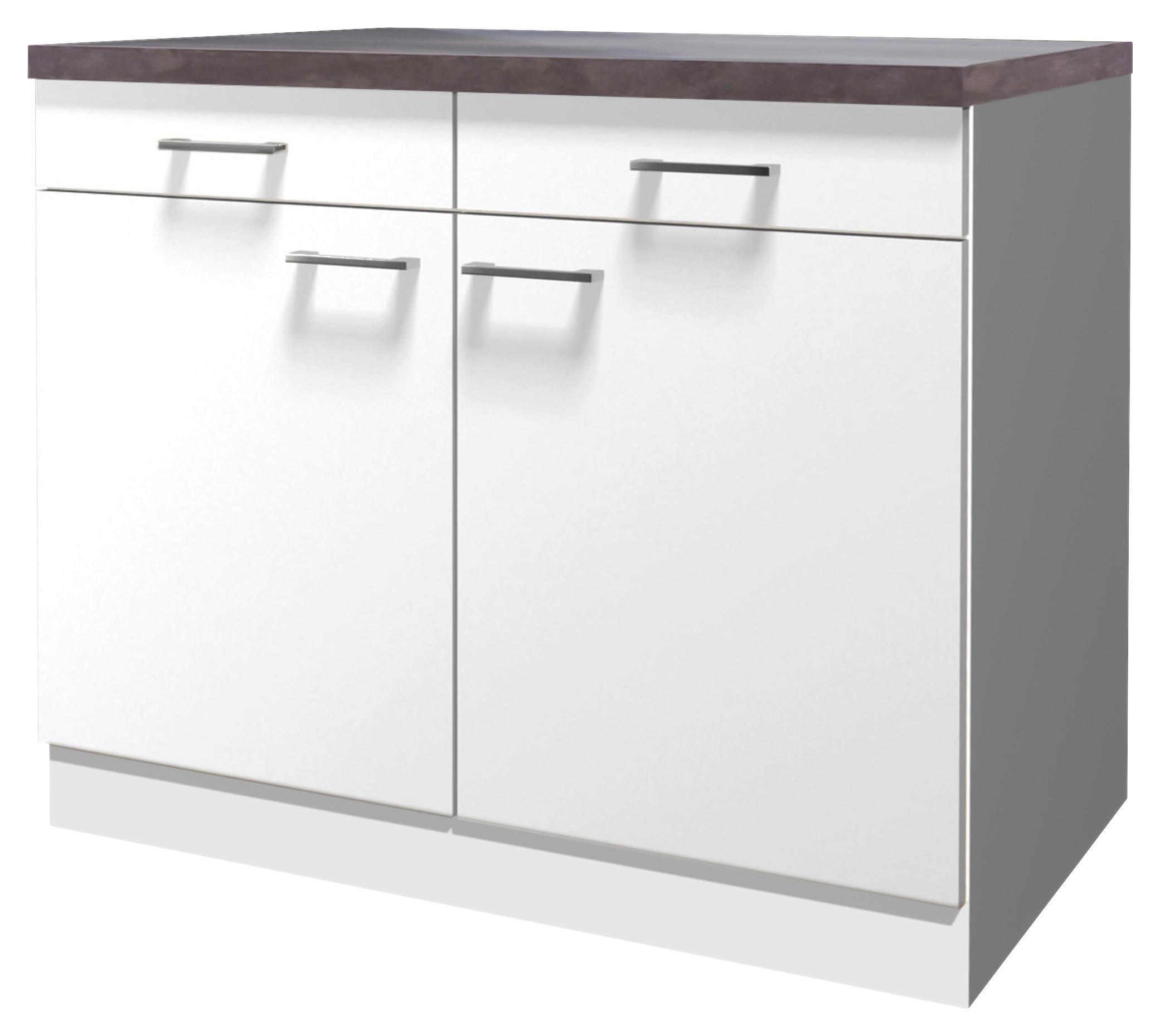 Küchenunterschrank Lucca Weiß B: 100 Cm - Graubraun/Weiß, KONVENTIONELL, Holzwerkstoff (100/85/57cm) - FlexWell