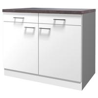 Küchenunterschrank Lucca Weiß B: 100 Cm - Graubraun/Weiß, KONVENTIONELL, Holzwerkstoff (100/85/57cm) - FlexWell