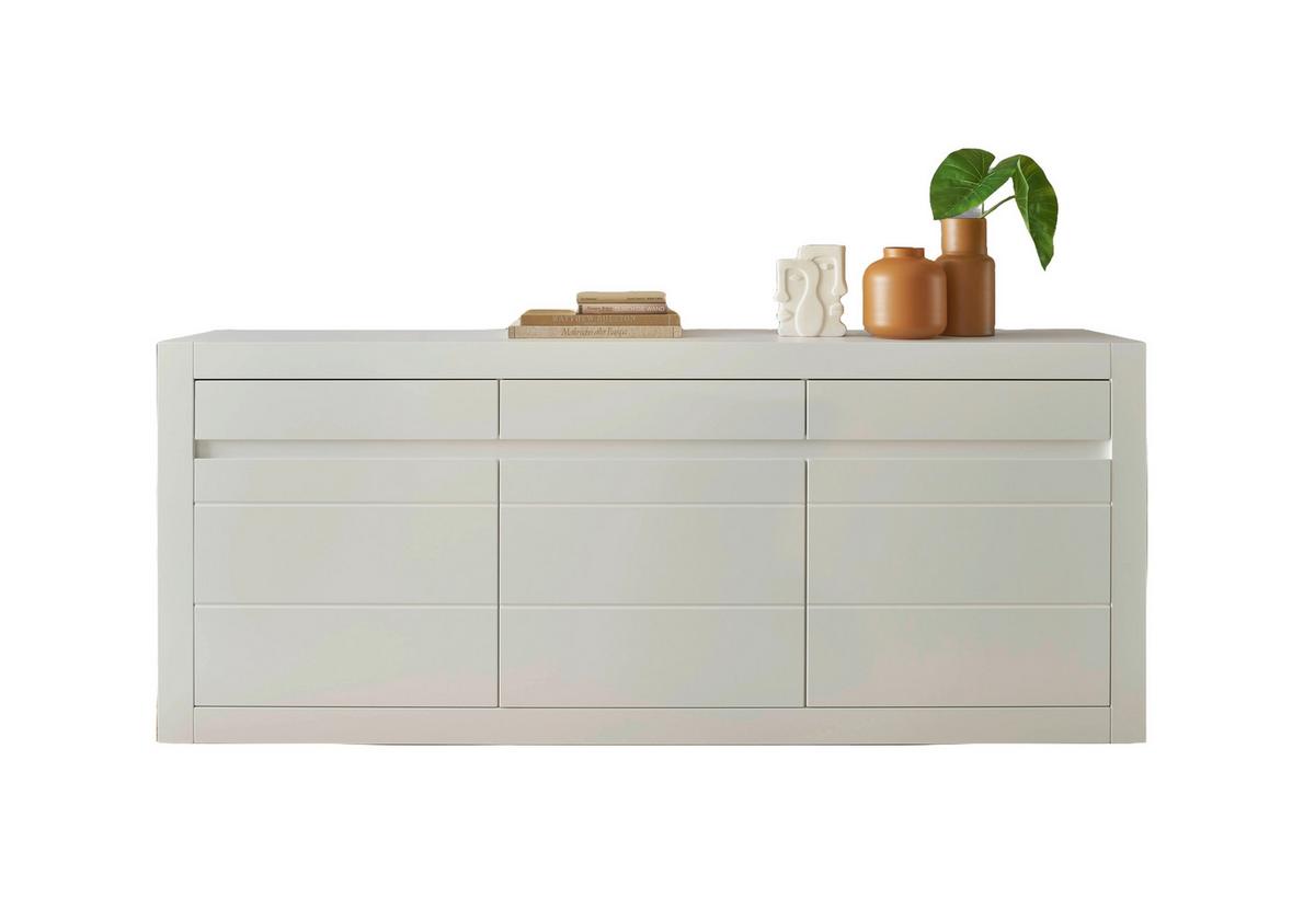 Sideboard Chester Weiß/Eichefarben B: 217cm - Eichefarben/Silberfarben, Design, Holzwerkstoff (217/90/42cm) - MID.YOU